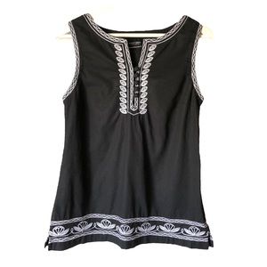 POINT ZERO NICOLE BENISTI Embroidered Sleeveless Top Women’s M  Linen Co…